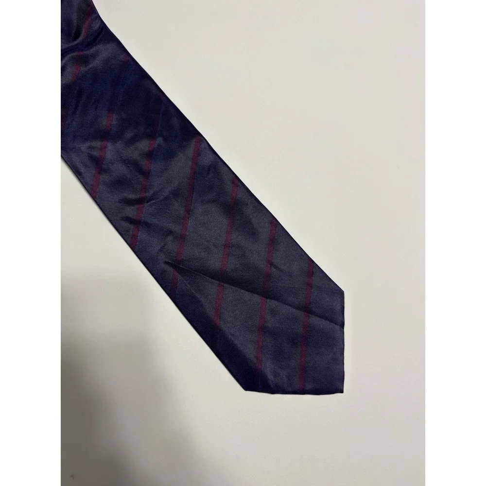 VTG Mariano Rubinacci Men's Silk Tie Made in Italy Purple Striped Shiny Handmade